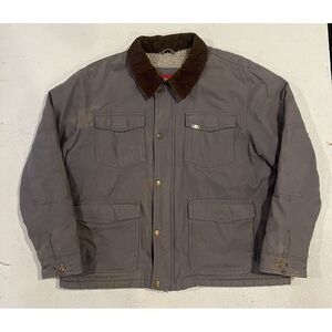 Vintage Wrangler Sherpa Lined Gray Barn Jacket Mens XL Full Zip Snap Distressed